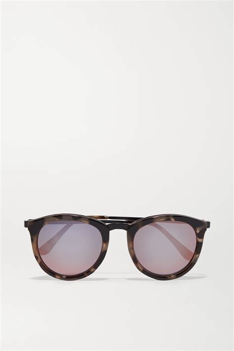 le specs no smirking round frame acetate mirrored sunglasses